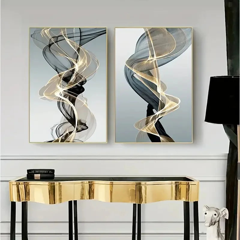 3PCS Modern Abstract Ribbon Canvas Wall Art – Nordic Canvas Prints for Home Decor