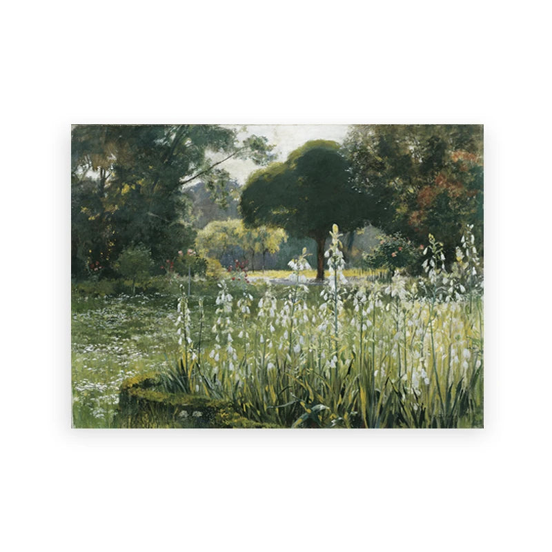 Summer Landscape Vintage Oil Painting Canvas Wall Art – Retro Green Farmhouse Decor