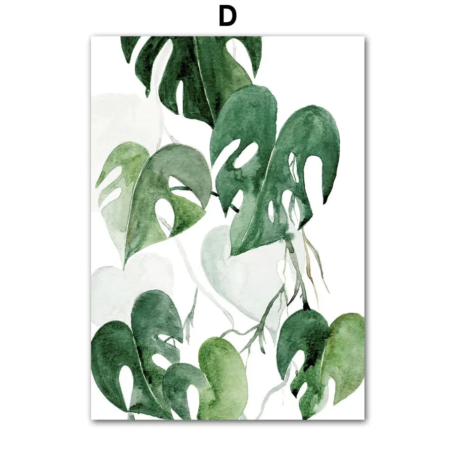 Modern Nordic Green Plant Canvas Wall Art – Spring Botanical Home Decor