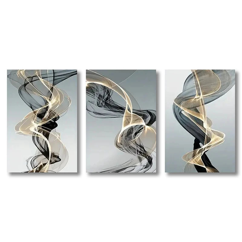 3PCS Modern Abstract Ribbon Canvas Wall Art – Nordic Canvas Prints for Home Decor
