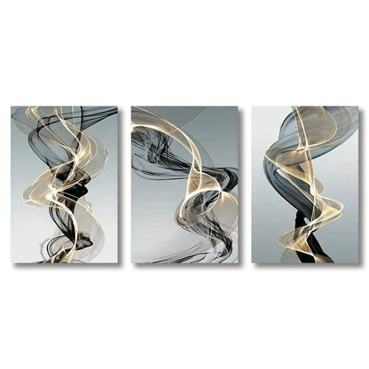 3PCS Modern Abstract Ribbon Canvas Wall Art – Nordic Canvas Prints for Home Decor