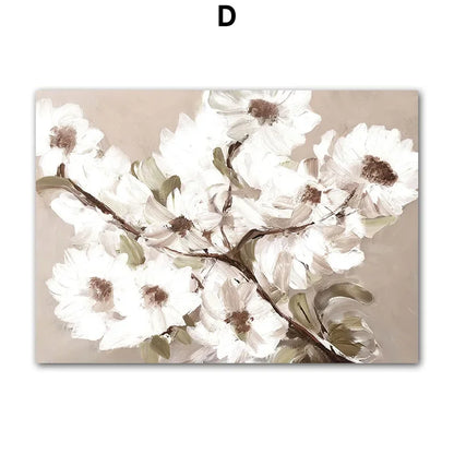 Beige Peach Blossom Swan Lover Canvas Wall Art – Nordic Spring Home Decor