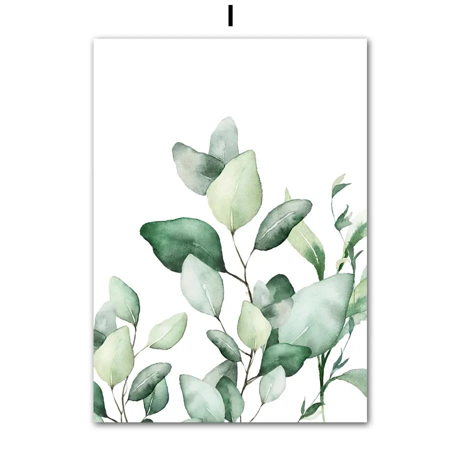 Modern Nordic Green Plant Canvas Wall Art – Spring Botanical Home Decor