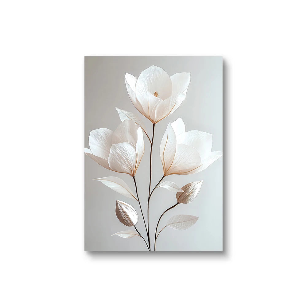 Frameless Nordic Beige Peony Canvas Wall Art – Floral Botanical Home Decor (1PC/3PCS)