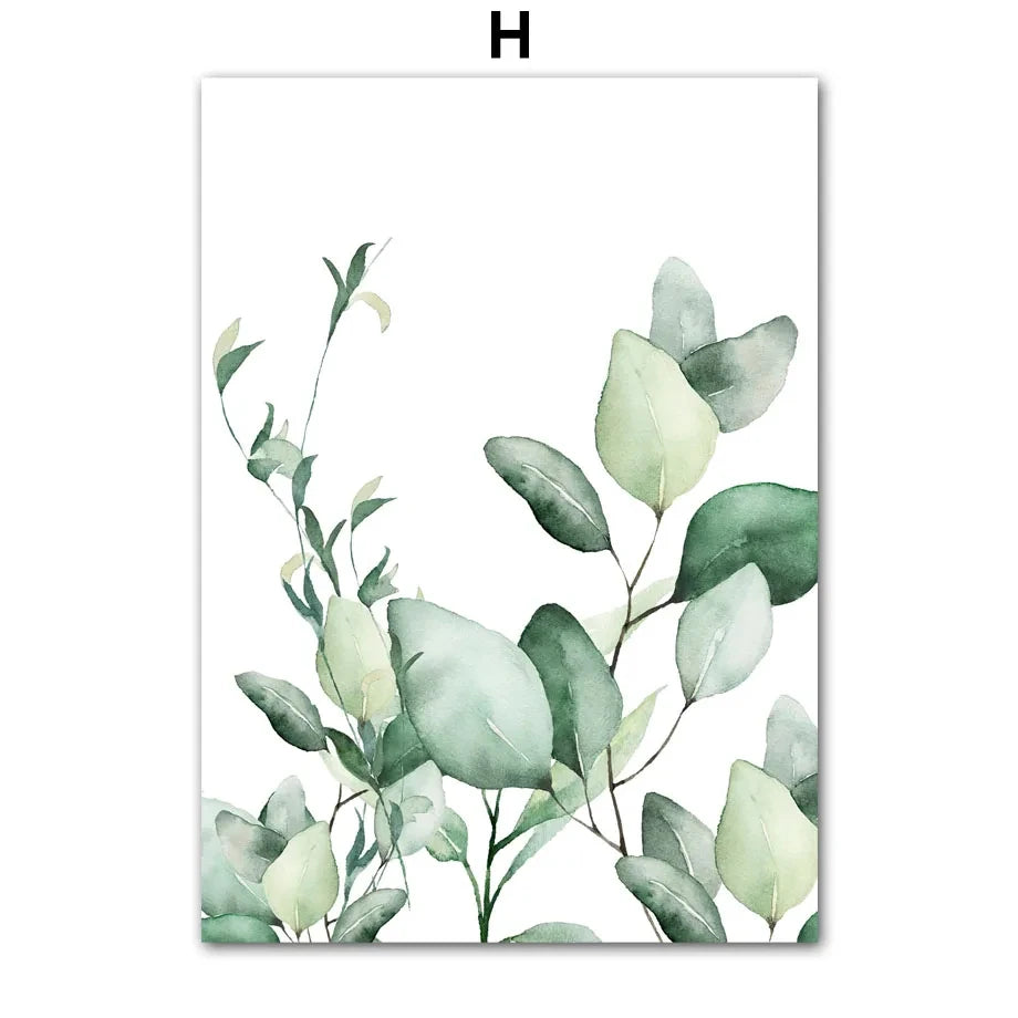 Modern Nordic Green Plant Canvas Wall Art – Spring Botanical Home Decor