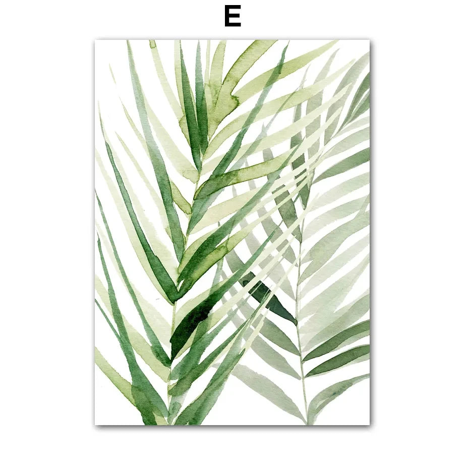 Modern Nordic Green Plant Canvas Wall Art – Spring Botanical Home Decor