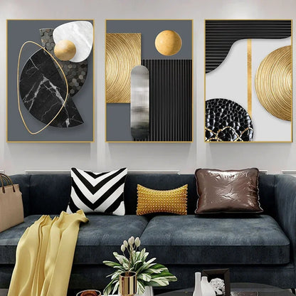 Modern Abstract Geometric Canvas Wall Art – Nordic Living Room Decor