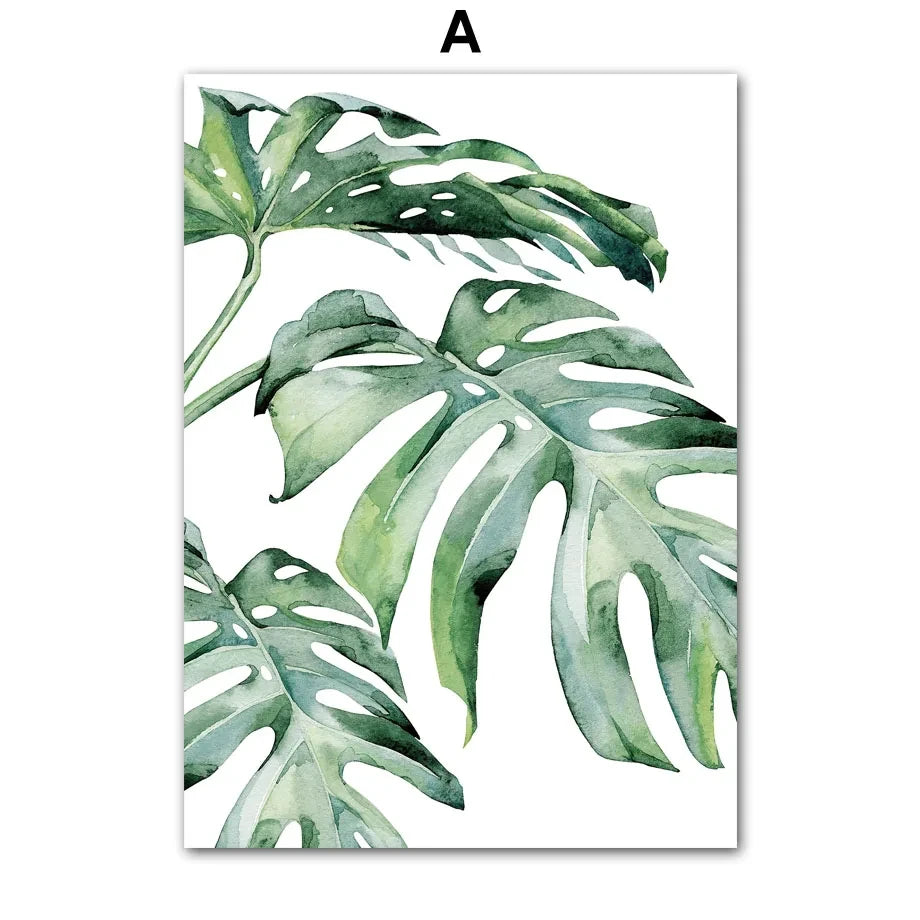 Modern Nordic Green Plant Canvas Wall Art – Spring Botanical Home Decor