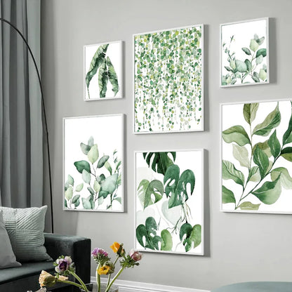 Modern Nordic Green Plant Canvas Wall Art – Spring Botanical Home Decor