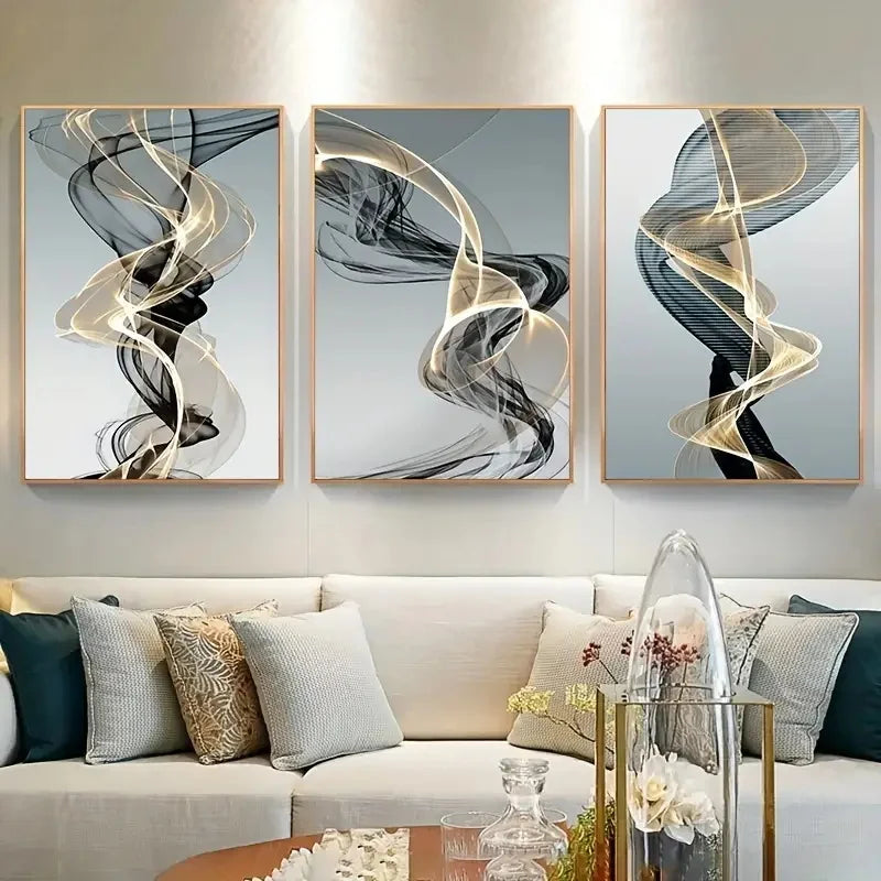 3PCS Modern Abstract Ribbon Canvas Wall Art – Nordic Canvas Prints for Home Decor