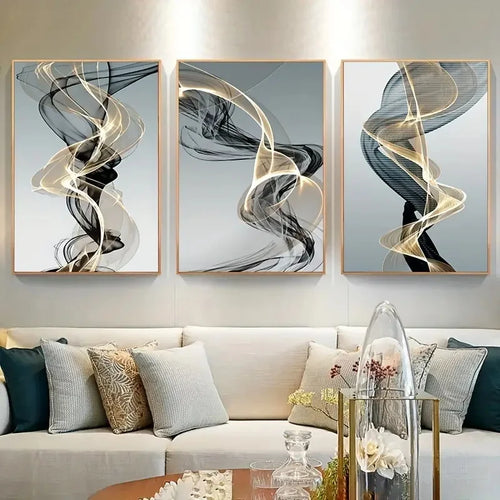 3PCS Modern Abstract Ribbon Canvas Wall Art – Nordic Canvas Prints for Home Decor