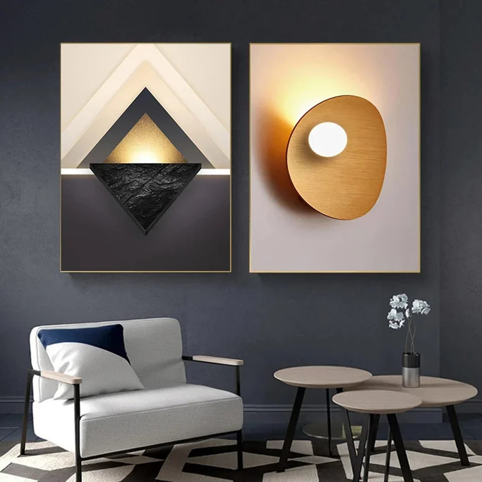 Black & White Abstract Geometric Canvas Wall Art – 3PCS Luxury Home Decor Set